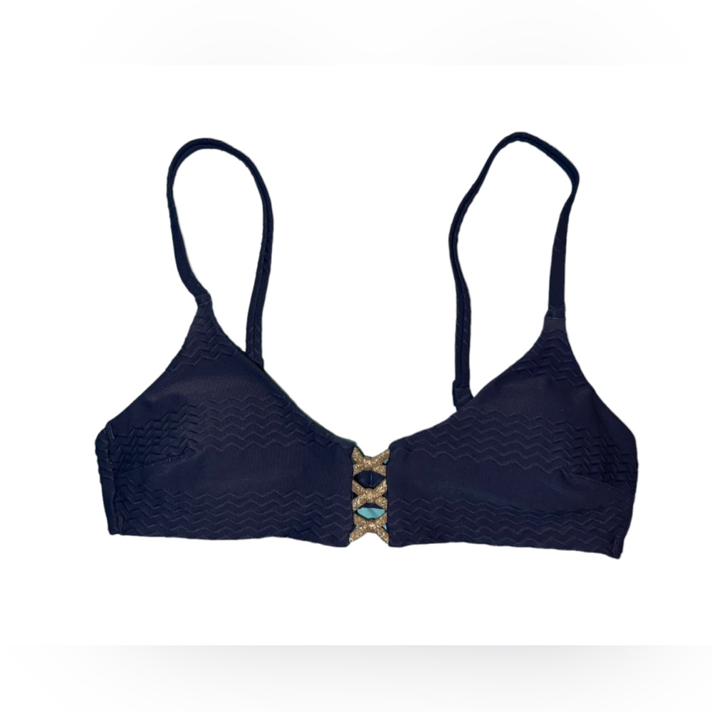 AERIE NWOT NAVY BLUE AND GOLD BIKINI TOP SIZE XS